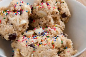 Safe-to-eat chocolate chip cookie dough with sprinkles