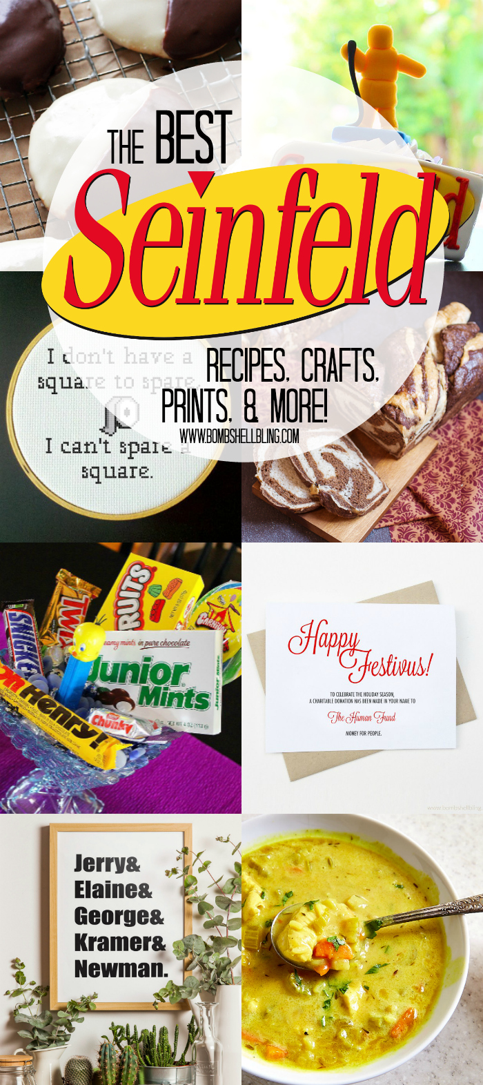 Here is a roundup of the very best Seinfeld recipes, crafts, printables, and more! Sure to make you giggle AND inspire you.