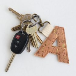 Cork Fabric Monogram Key Fob
