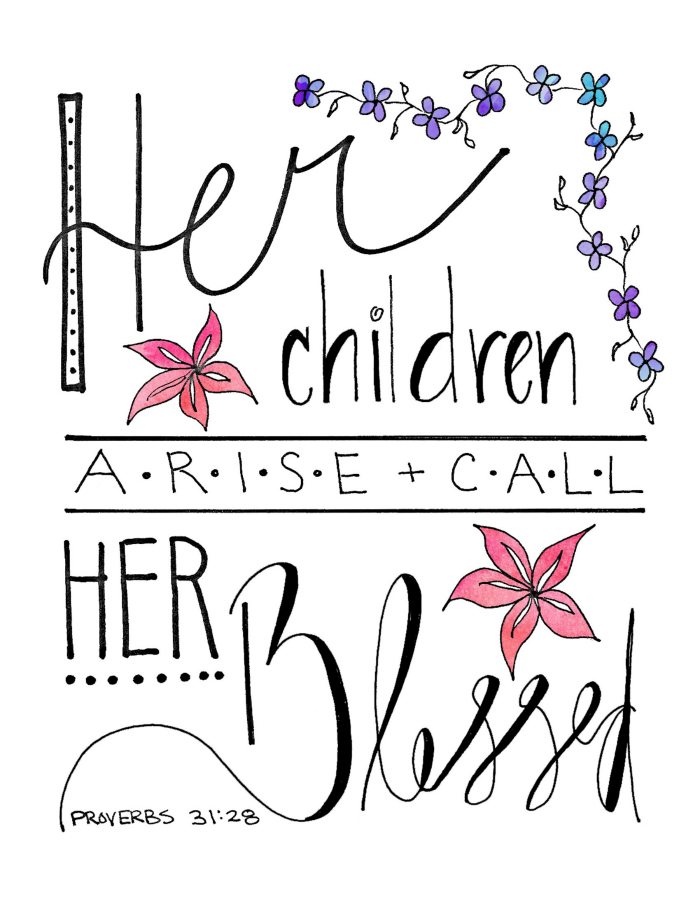 This lovely Her Children Call Her Blessed printable is based on the scripture Proverbs 31:28. Perfect for Mother's Day!