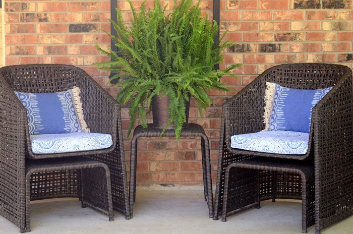 Bring an easy-going summer vibe to your front porch with this Boho bleach denim pillow! The bleached designs and fluffy cotton fringe remind me of music festivals and laid back days at the beach.