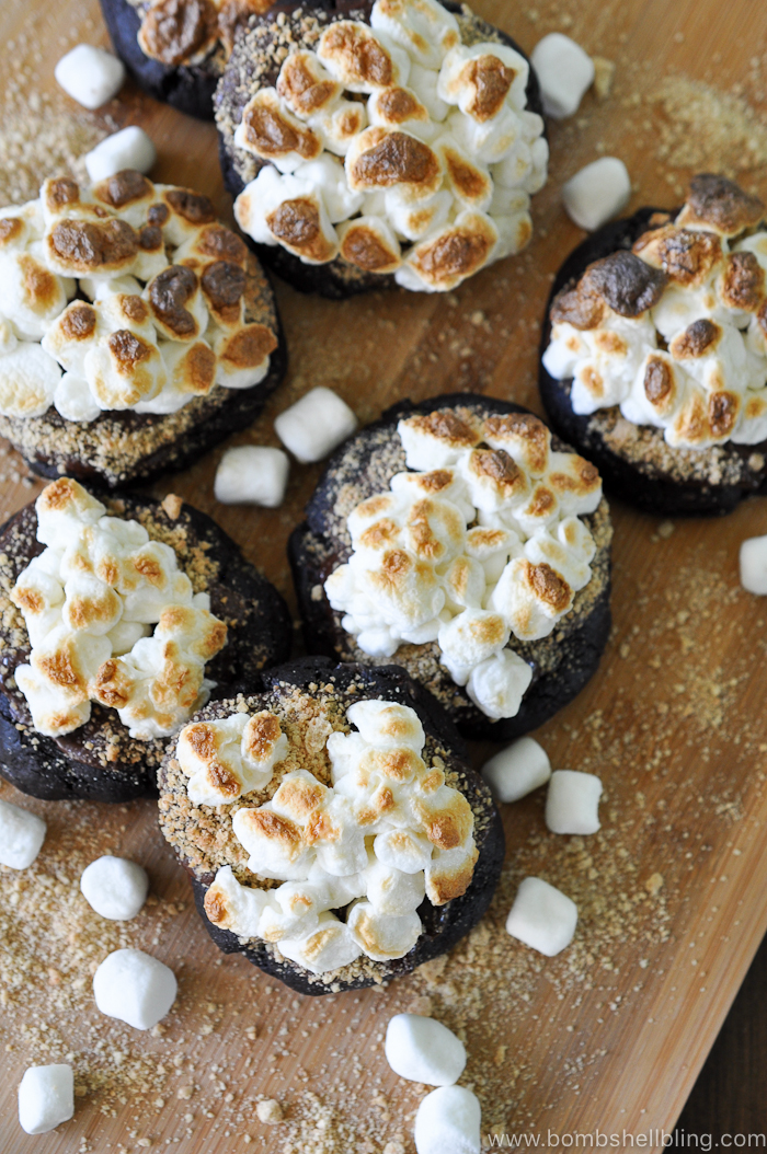 These rich, decadent dark chocolate s'mores cookies are sure to delight kids and adults alike! They are sinfully indulgent but playful all at once.