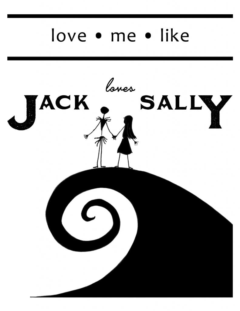 Jack and Sally Printable: Perfect for The Nightmare Before Christmas Fans