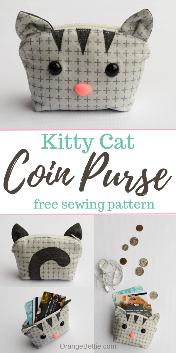 Kitty Cat Coin Purse Free Sewing Pattern and Tutorial