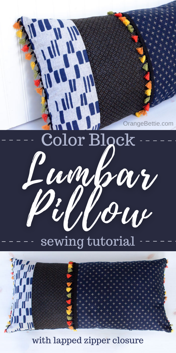 Color Block Lumbar Pillow with Lapped Zipper – Sewing Tutorial